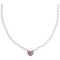 Kette mit Anhänger AMOR "Herz, Trachtenschmuck, Volksfest, 2039225, 2039227", pink (gelbgoldfarben, pink, weiß), Halsketten, Damen, Silber 925 (Sterlingsilber)-Perlen, L: 45cm, Silber 925 (Sterlingsilber), Perlen, mit Kristallglas - mit...