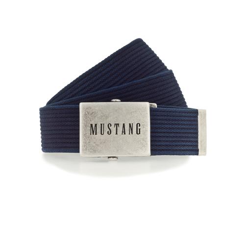 Stoffgürtel MUSTANG Gr. 95, blau (nachtblau) Damen Gürtel mit gewaschenem Rillenband