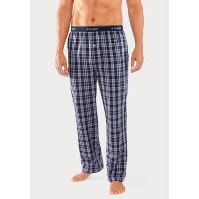 Webhose S.OLIVER, Herren, Gr. 52/54 (L), N-Gr, blau (blau, kariert), Web, Obermaterial: 100% Baumwolle, kariert, Basic, lang, Hosen Pyjamahose Homewear Hose, mit Markenlogo im Bund Image