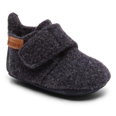 Hausschuh BISGAARD "Bisgaard Baby Wool", Kinder, Gr. 21, blau (nachtblau), Wolle, klassisch, Schuhe, Wagenschuh, Babysch