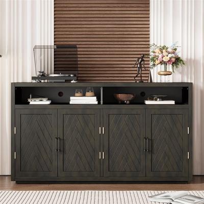 Kitchen Buffet Sideboard Coffee Bar Cabinet Accent Storage Cabinet Server Table with Adjustable Shelves