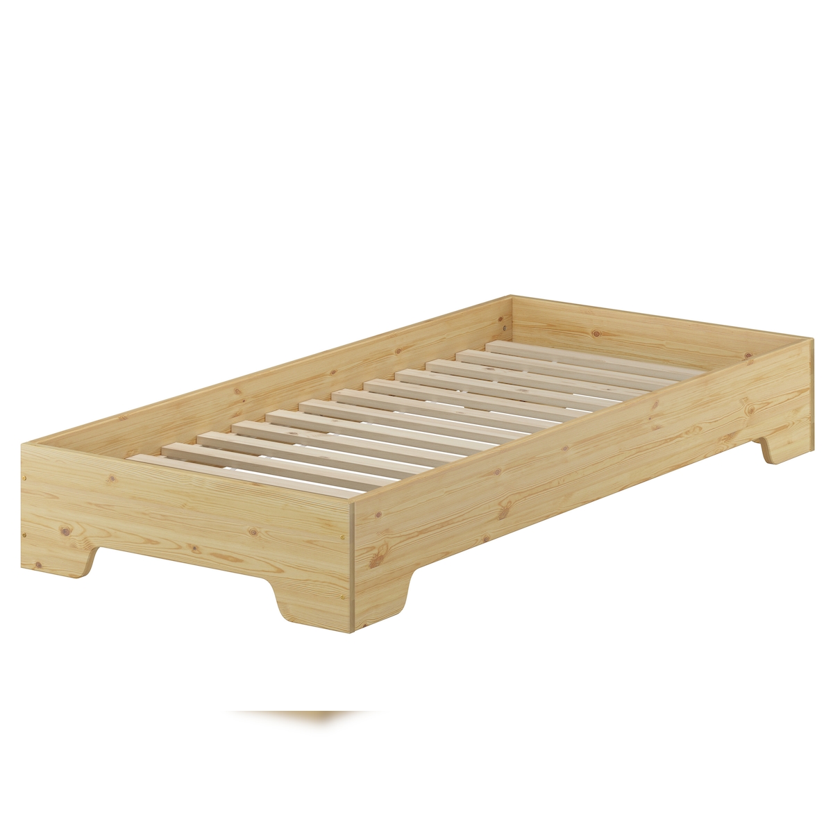 Erst-Holz Stabiles Kinderbett in kompakter Form 80x190 Massivholz Kiefer mit Rollrost 60.56-08-190 Image