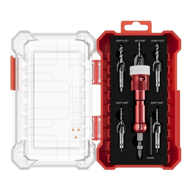 5 Stück 82-Grad-Hartmetall-Senkbohrer Senk bohrer mit einstellbarem Tiefen anschlag, 1/4 Sechs kant schaft mit Schnell verschluss Image