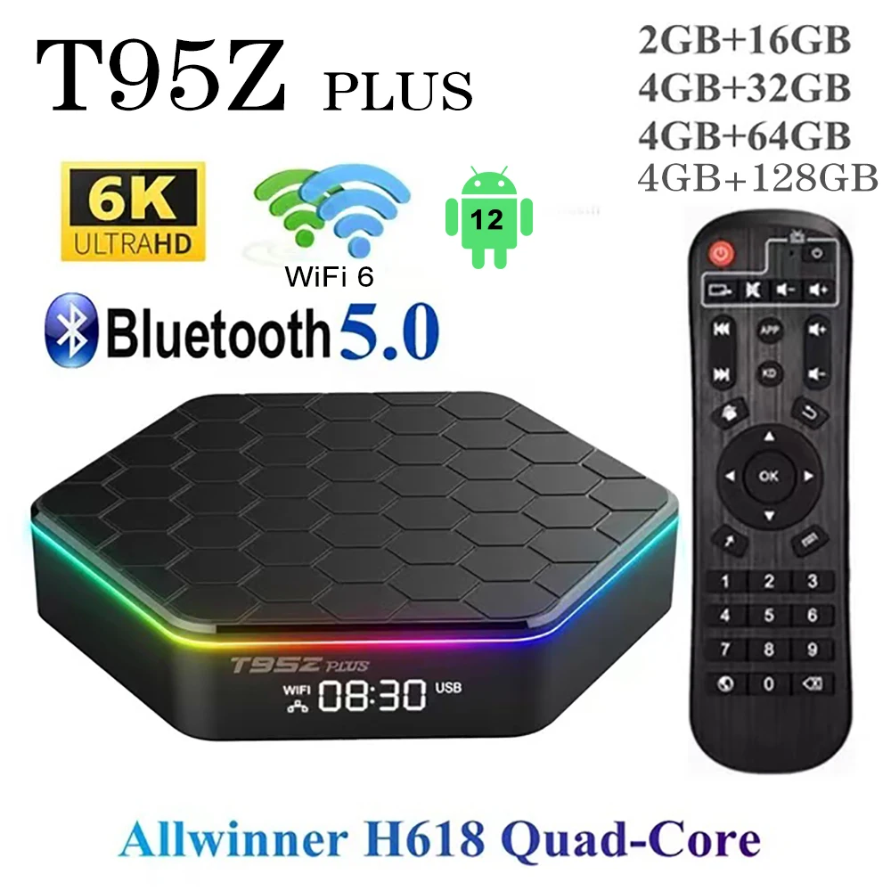 Android 12 T95Z Plus Smart TV Box 6K DECODIERUNG 2,4G/5G BT5.0 WIFI6 3D Voice16G 32G 64G128G HDR10 4K60FPS Set-Top-Box Media Player Image
