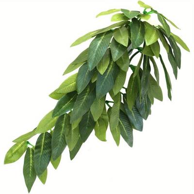 TEMU Reptile Terrarium Hanging Plant Decor - All Season Pe Silk Foliage With Suction Cup For Bearded Dragons, Lizards, Geckos, Snakes, And Hermit Crabs - 30cm Length