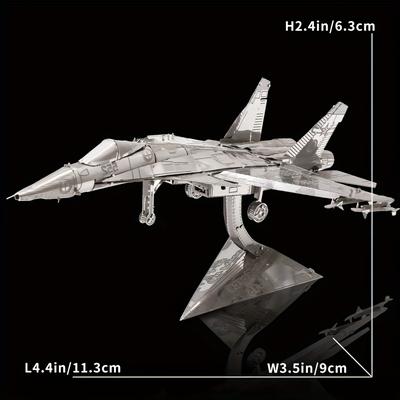 TEMU Military Aircraft Model Kit: High-difficulty Diy Assembly Of A Metallic J-15 Fighter Jet - Suitable For Ages 14 And Up