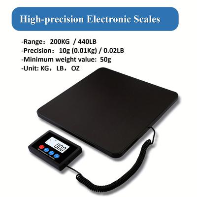 TEMU 440lb/0.02lb (200kg/0.01g) Digital Scale, High-precision, Commercial, Household, Cargo, Food, Pets, Weight Measurement