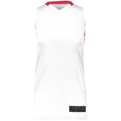 Augusta Sportswear 1732 Athletic Women's Step-Back Basketball Jersey T-Shirt in White/Red size XS | Polyester