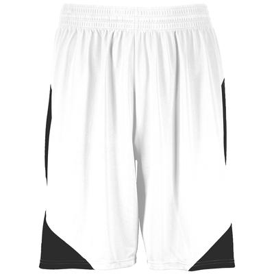 Augusta Sportswear 1733 Step-Back Basketball Shorts in White/Black size 2XL | Polyester