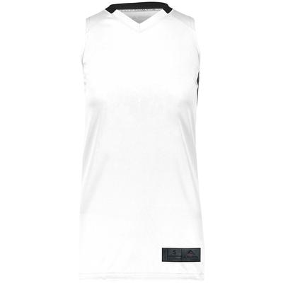 Augusta Sportswear 1732 Athletic Women's Step-Back Basketball Jersey T-Shirt in White/Black size XS | Polyester