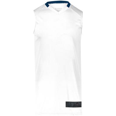Augusta Sportswear 1730 Athletic Step-Back Basketball Jersey T-Shirt in White/Navy Blue size Medium | Polyester