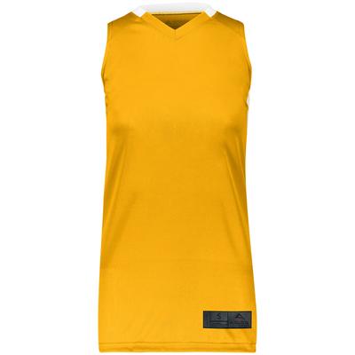 Augusta Sportswear 1732 Athletic Women's Step-Back Basketball Jersey T-Shirt in Gold/White size XL | Polyester