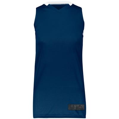 Augusta Sportswear 1732 Athletic Women's Step-Back Basketball Jersey T-Shirt in Navy Blue/White size 2XL | Polyester