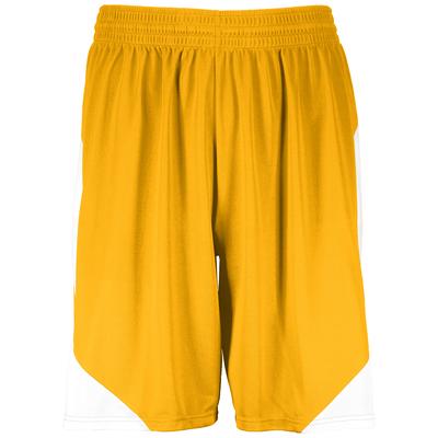 Augusta Sportswear 1734 Youth Step-Back Basketball Shorts in Gold/White size Large | Polyester