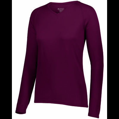 Augusta Sportswear 2797 Women's Attain Wicking Long Sleeve Top in Maroon size Medium | Polyester