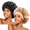 Lot de 2 bonnets en satin, bonnets en soie, bonnets pour dormir, bonnets de nuit en soie à large bande élastique, bonnets de nuit en soie doux et respirants pour dormir