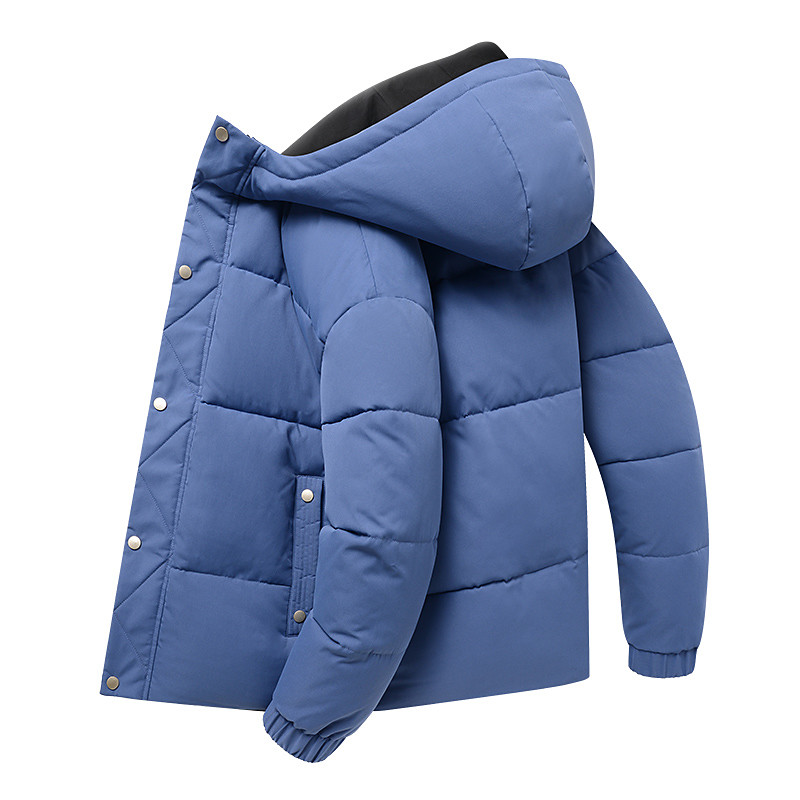 Men's Winter Coat Puffer Jacket Padded Hoodied Jacket Hooded Fall Winter Solid / Plain Color Leisure Hooded Short Apricot Black Yellow Sky Blue Gray Jacket