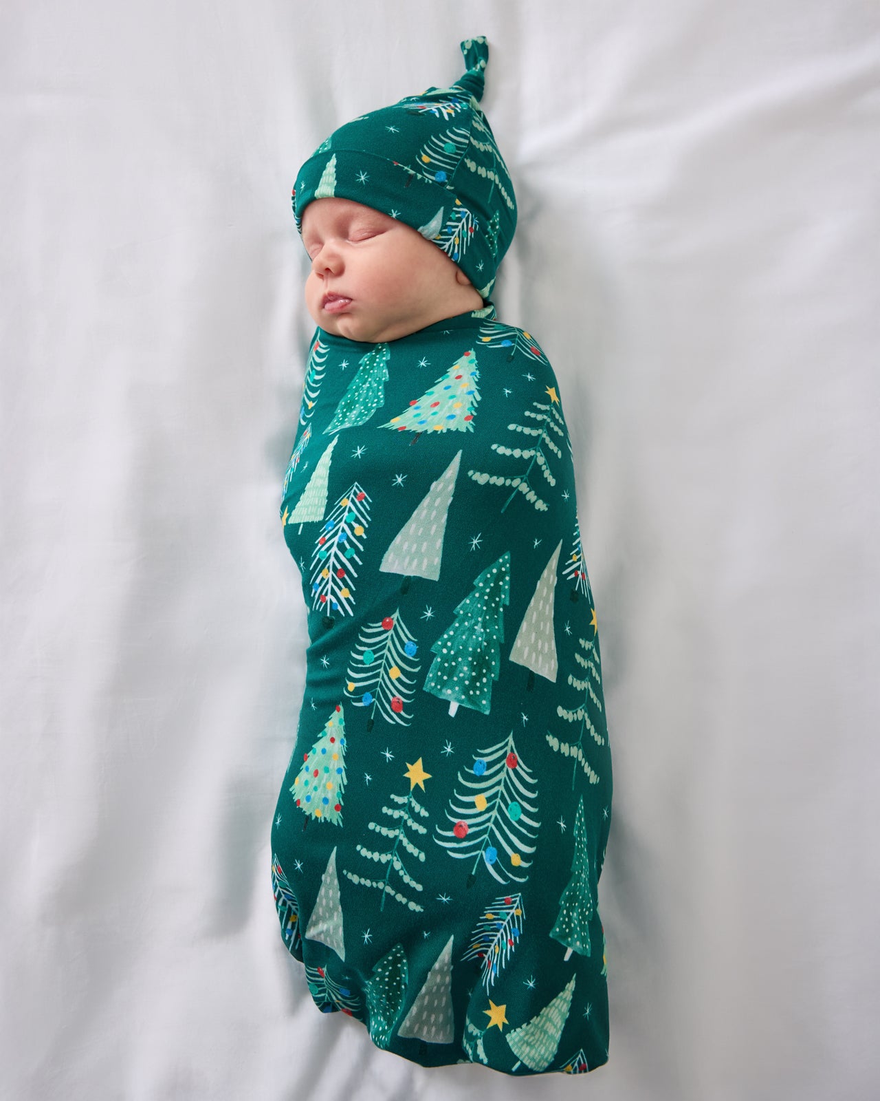 Twinkling Trees Swaddle & Hat Set - OSFA