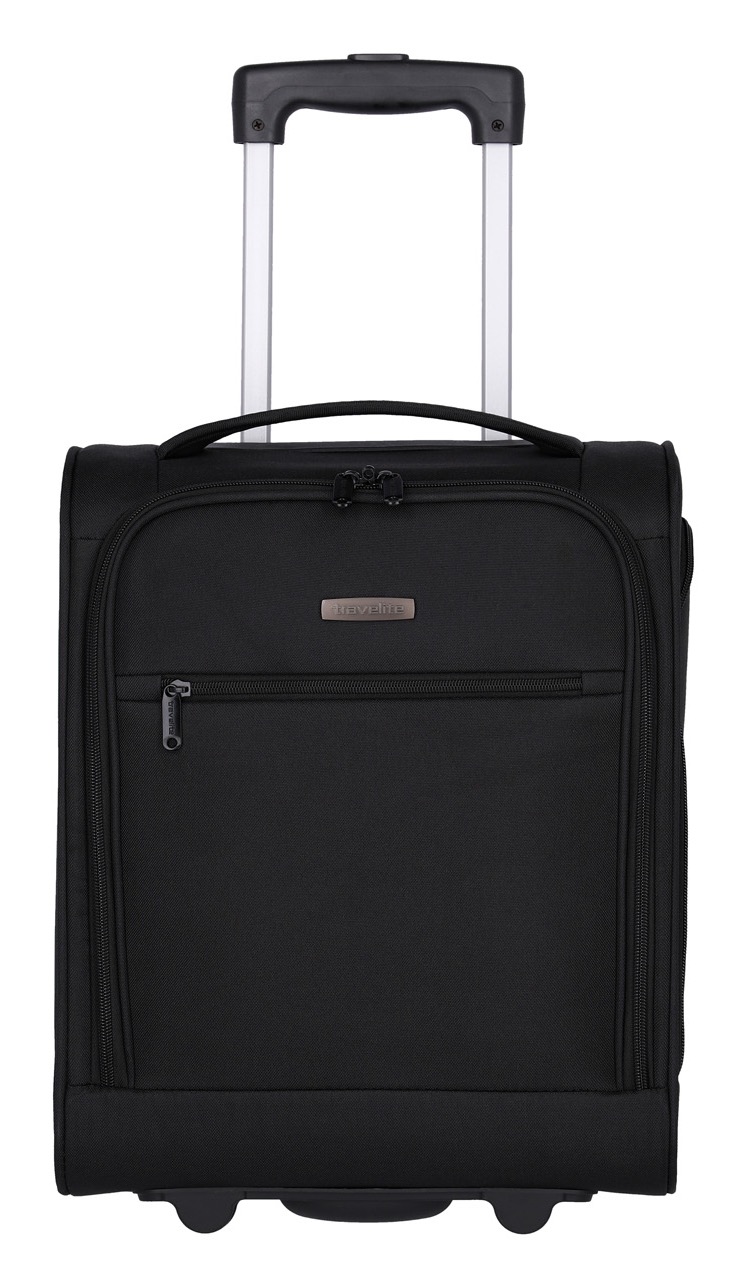 Weichgepäck-Trolley TRAVELITE "CABIN Bordtrolley Underseat, 43 cm", Gr. B/H/T: 34 x 43 x 20 28, schwarz, Polyester, unifarben, Koffer, Handgepäck-Koffer Reisekoffer mit Aufsteckfunktion Bordgepäck Image