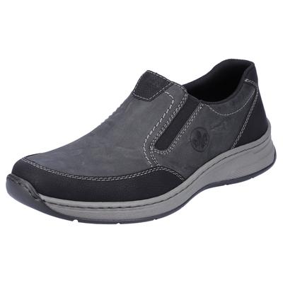 Slipper RIEKER, Herren, Gr. 40, grau (grau, kombiniert), Synthetik, sportlich, Schuhe, Schlupfschuh, Halbschuh mit Stret