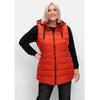 Steppweste SHEEGO "Große Größen", Damen, Gr. 46, rot (rostrot), Obermaterial: 100% Polyester;Futter: 100% Polyester;Wattierung: 100% Polyester, unifarben, casual, figurbetont lang, Westen, mit abnehmbarer Kapuze