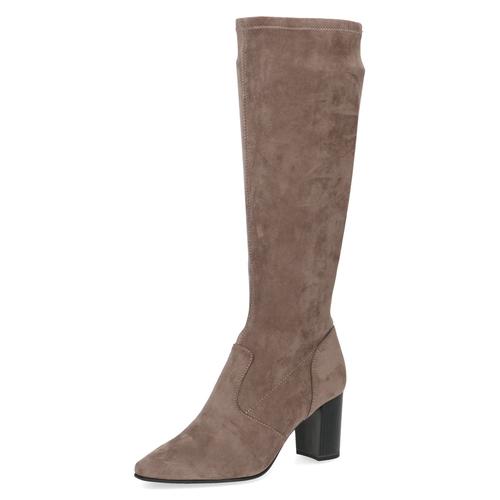 Stiefel CAPRICE Gr. 41, XS-Schaft, grau (taupe) Damen Schuhe Blockabsatz, Abendschuh, XS-Schaft, kurzer Innenreißverschluss