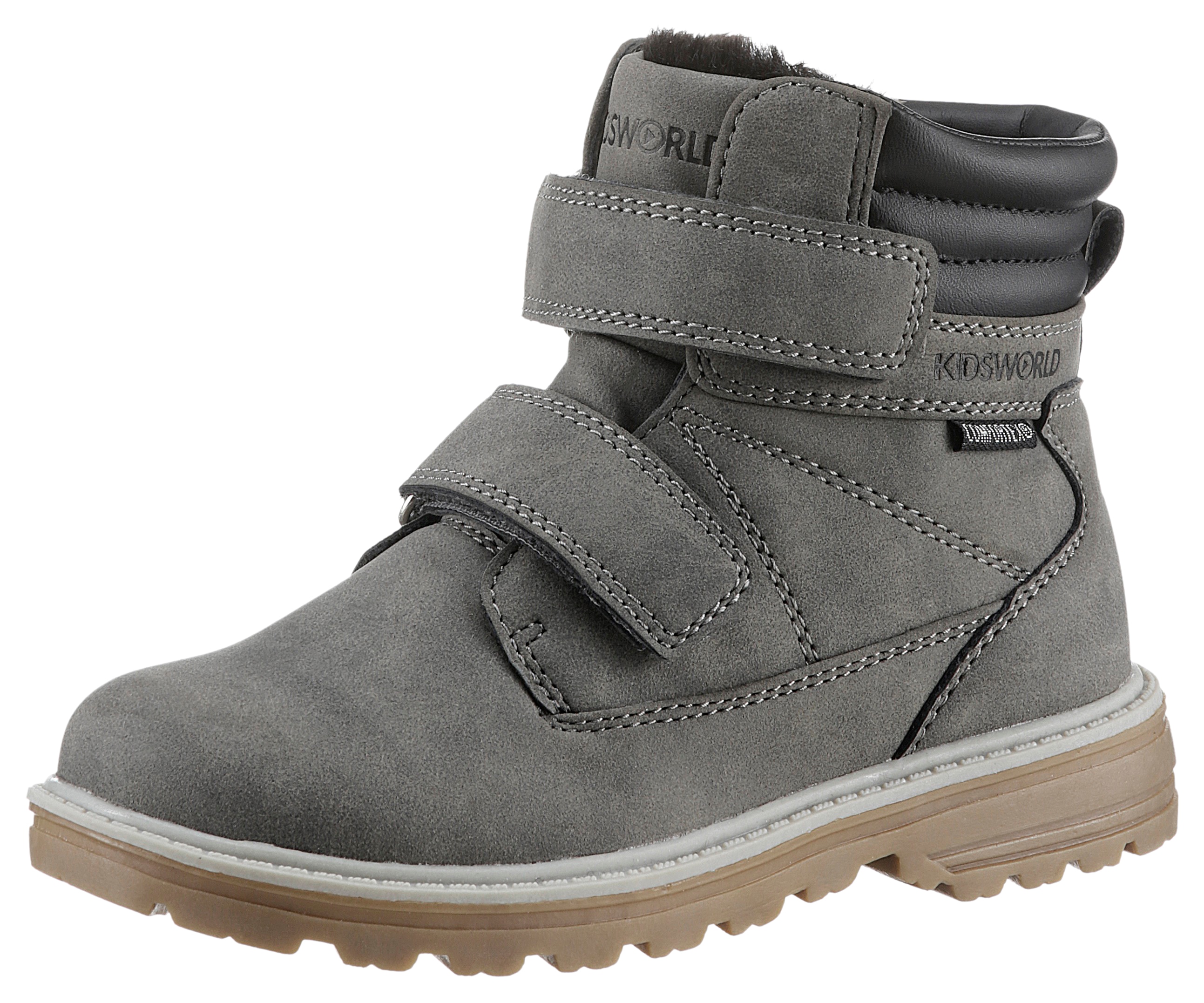 Winterboots KIDSWORLD "Corner V", Kinder, Gr. 34, grau, Lederimitat, Casual, Schuhe, Klettstiefel, Winterstiefel mit wasserabweisender TEX-Ausstattung Image