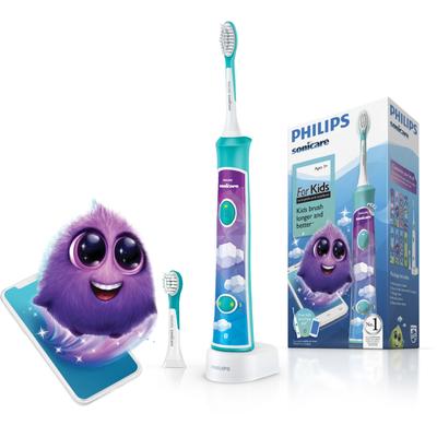 Elektrische Kinderzahnbürste PHILIPS SONICARE "HX6322/04" Elektrozahnbürsten bunt (blau, bunt) inkl. 8 Aufkleber