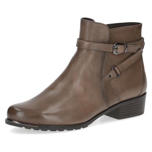 Stiefelette CAPRICE Gr. 39, grau (taupe) Damen Schuhe Blockabsatz, Boots mit Zierschnalle und Zierriemchen