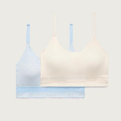 Lucky Brand 2Hgr Plus Brush Micro Lounge Bra in Medium Blue, Size 2X