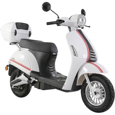 E-Motorroller LUXXON "E3000Li", weiß (weiß, schwarz), Elektromotorroller, mit Topcase, 45 km/h, bis zu 45 km Reichweite, Lithium-Ionen-Akku, mit Straßenzulassung, B:69cm H:110,5cm L:178cm