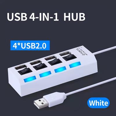 TEMU 7-port Usb 2.0 Adapter With Power Supply - Multi-device Extender For Laptops And Tablets, 12v