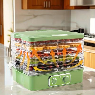 TEMU Food Dehydrator For Jerky, 240w 5-tier Bpa-free Dehydrator Machine With Adjustable Temperature For Fruit, Meat, Veggies, Snacks & , Green