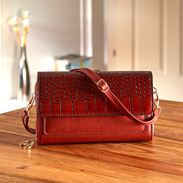 Tasche "Kroko" 2-in-1 RFID-Schutz burgund Image