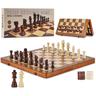 Jeu deechecs magnetique en bois, 380 mm, jeu de societe deechecs et de dames 2 en 1, echiquier pour