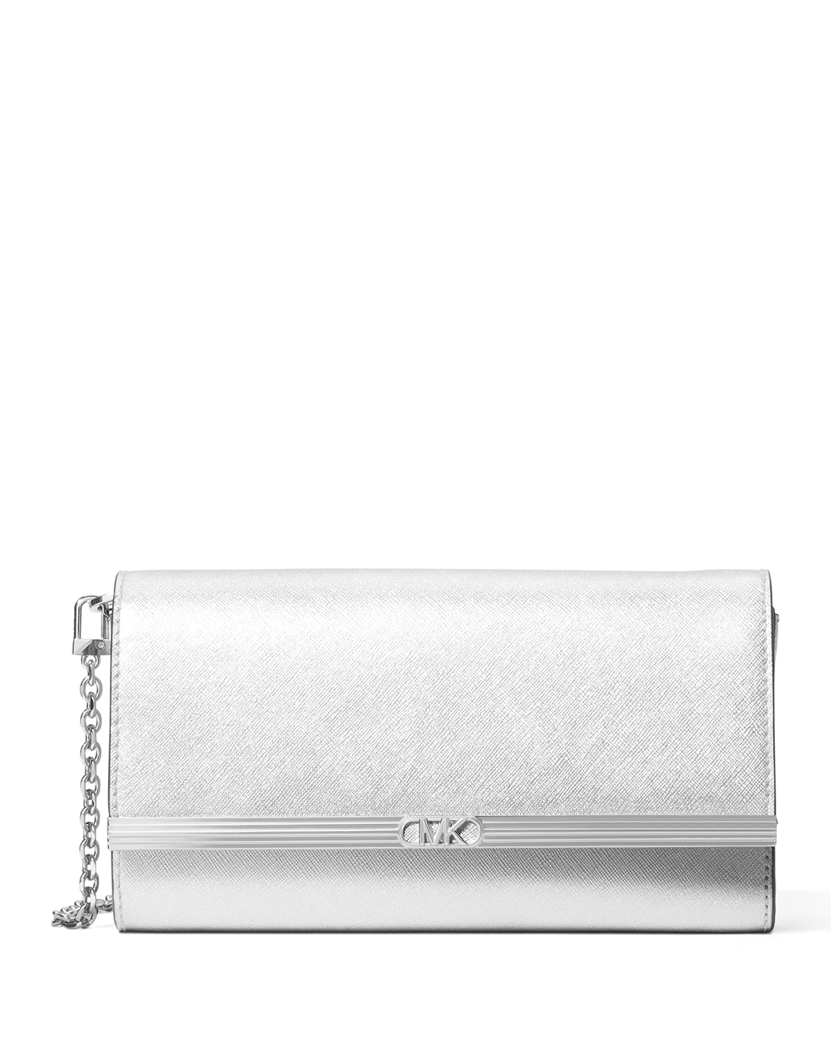 Michael Michael Kors Mona Small Leather East West Clutch - Silver