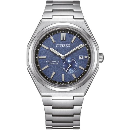 Automatikuhr CITIZEN Armbanduhren silberfarben (titansilberfarben-blau) Damen Armbanduhr, Herrenuhr, Damenuhr, Titan, Saphirglas, bis 10bar wasserd.