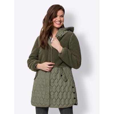 Langjacke HEINE, Damen, Gr. 36, grün (khaki), 100% Polyamid, Teddyfleece:100% Polyester, Wattierung:100% Polyester, unifarben, Langarm, Jacken Image