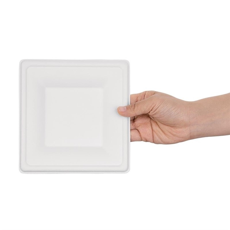 Quadratische Teller aus Bagasse - 50er-Set - Fiesta Green - Weiß - B15.9- L15.9- T15.9- h- Bagasse Image