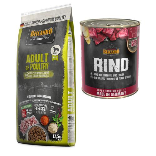 Belcando Adult Kombi-Paket: 12, 5 kg Trockenfutter Getreidefrei + 12 x 800 g Super Premium - 12,5...