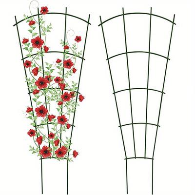 TEMU Fan-shaped Metal Trellis For Indoor & Outdoor Plants - Ideal For Climbing Houseplants, Flowers, Vines, And Ivy