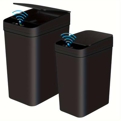 TEMU 2 Pack 2.5 Gal & 4 Gal Bathroom Automatic Trash Can Touchless Motion Sensor Small With Lid Narrow Waterproof Garbage Bin For Bedroom Office Kitchen Black