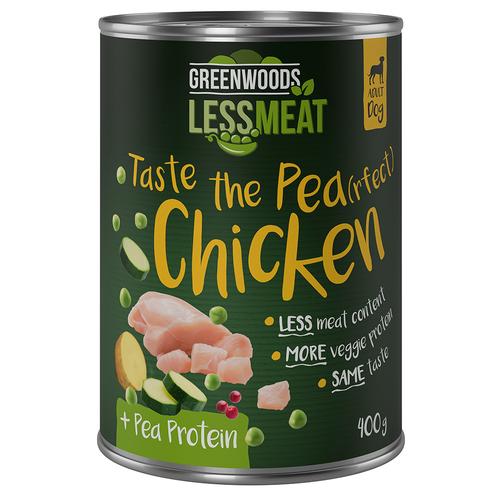 Greenwoods Less Meat petits pois 6 x 400 g pour chien - poulet