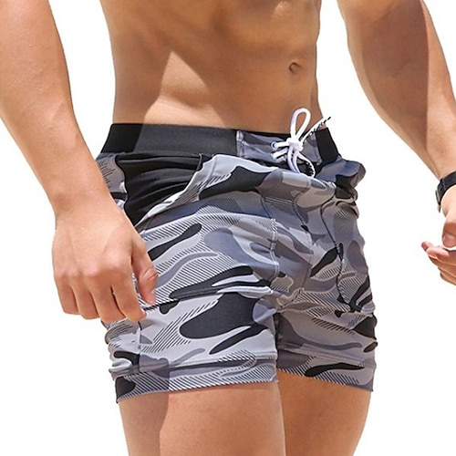 Herren Boardshorts Badeshorts Badehose Schwimmshorts Bademode Sommer-Shorts Strandshorts Kurze Hosen Patchwork Elastische Taille Tarnfarben Schnelltrocknend Kurz Täglich Fitnessstudio Baden Schick Image