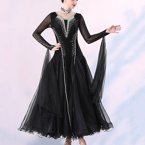 Für den Ballsaal Kleid Kristalle / Strass Damen Leistung Ausbildung Langarm Spandex Image