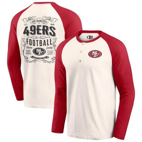 Creme/Scharlachrotes San Francisco 49ers Raglan Henley-T-Shirt für Herren aus der Darius Rucker Collection von Fanatics