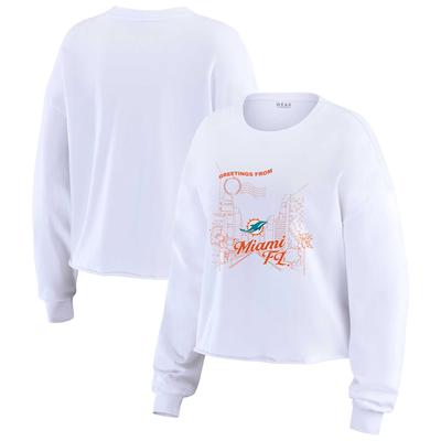 Women's WEAR by Erin Andrews Weißes Miami Dolphins Postkarten-Kurzarm-Top Image