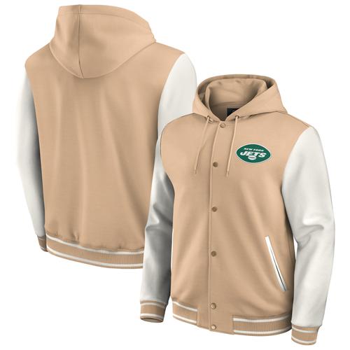 Hellbraune New York Jets Baseball-Kapuzenjacke aus Tri-Blend mit durchgehendem Druckknopf für Herren aus der Darius Rucker Collection von Fanatics