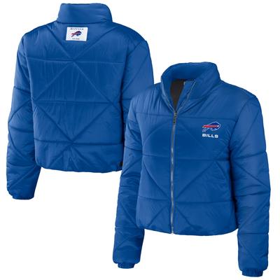 Damen WEAR von Erin Andrews Royal Buffalo Bills Kurze Pufferjacke mit durchgehendem Reißverschluss Image