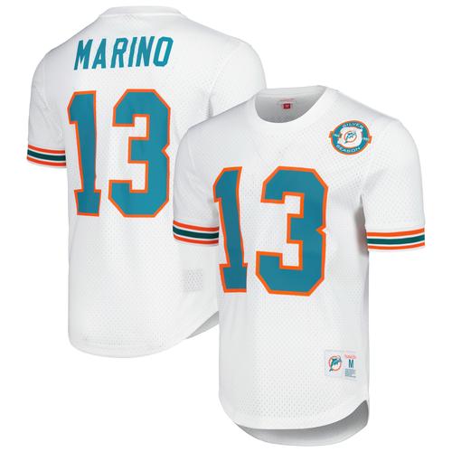 Mitchell & Ness Dan Marino Weißes Mesh-Oberteil der Miami Dolphins mit Namen und Nummer ehemaliger Spieler